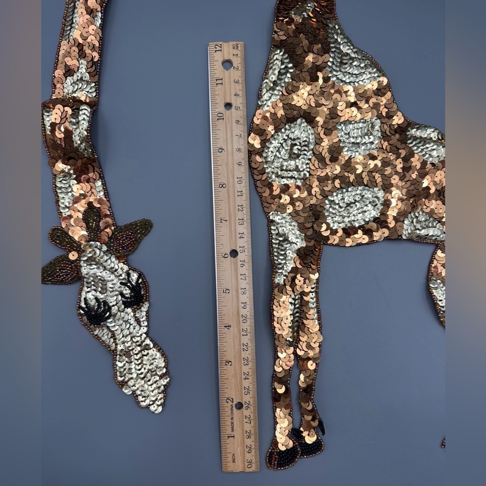VTG Giant Giraffe Sequin Sew On Beaded Applique Around The Neck Collar Or Sleeve - Picture 5 of 16